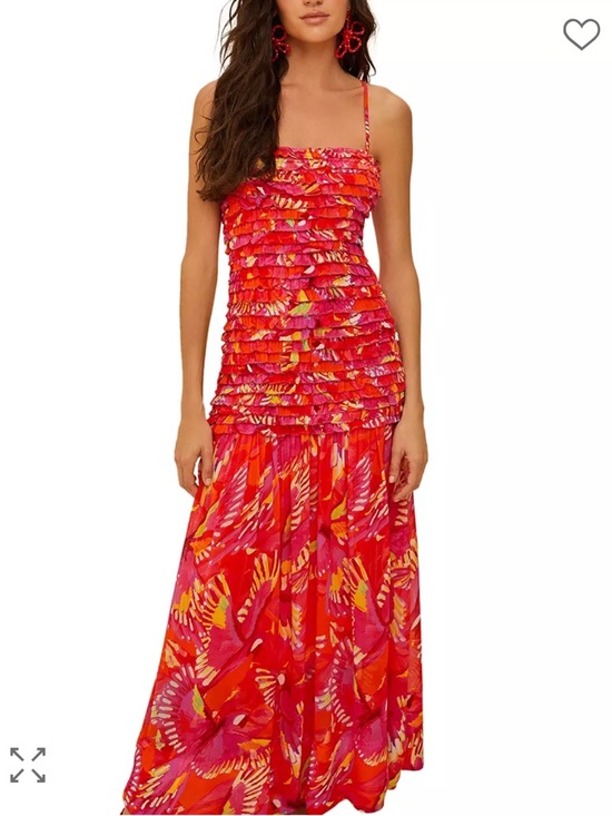 FARM Rio Dresses & Skirts - NWT FARM Rio Flying Birds Orange Ruffled Strapless Maxi Dress Size Medium